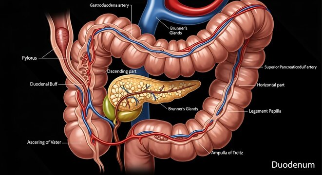 Human digestive system anatomy illustration.