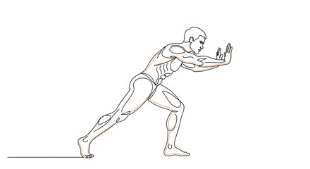 Obraz premium Man Pushing Wall Line Art