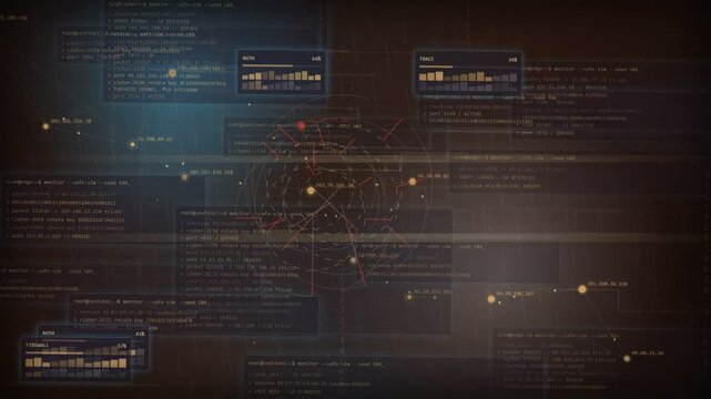 Cybersecurity HUD Interface Authentication Required Animation