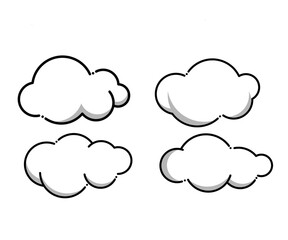 Obraz premium Set clouds outline design vector,set clouds line drawing vector on white background,set clouds line art design,set clouds line illustration 
