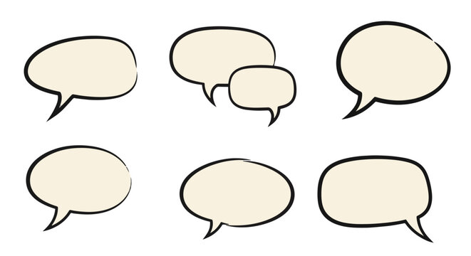 Collection of blank comic book speech bubbles and thought clouds in various shapes, vector illustration set of pop art dialogue frames, expression bubbles, and shouting callouts.