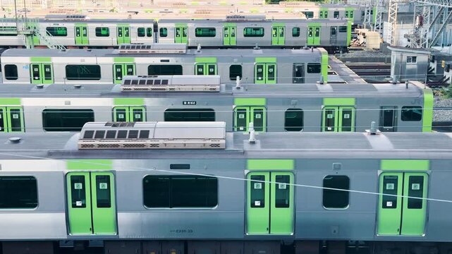 JR東日本東京総合車両センターの全景　留置する山手線車両