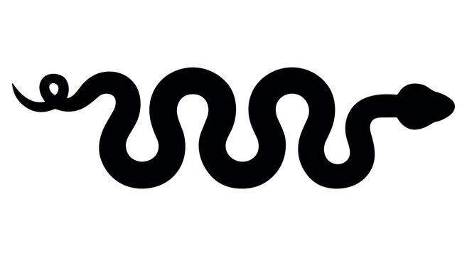 Snake silhouette crawling in wavy line isolated on white background for wildlife branding.