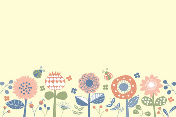 Scandinavian style floral background with muted mauve and pastel pink flowers, copy space template banner for greeting card and baby shower invitation ©  Maisie uu