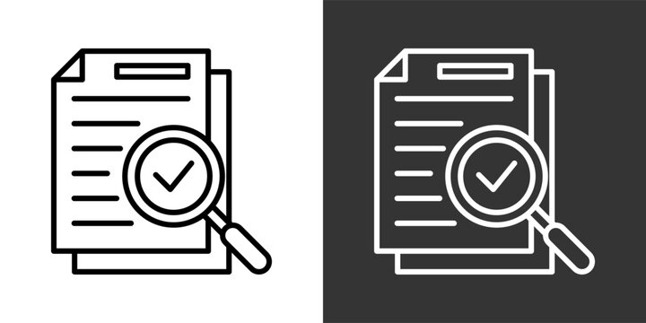 Reviewing Documents Black And White Icon Set Collection Pack Vector Illustration