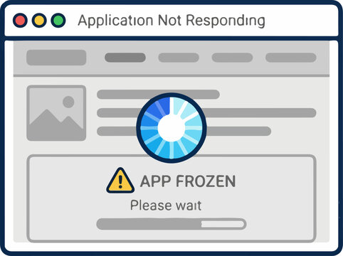 Computer Application Not Responding Message with Loading Spinner.