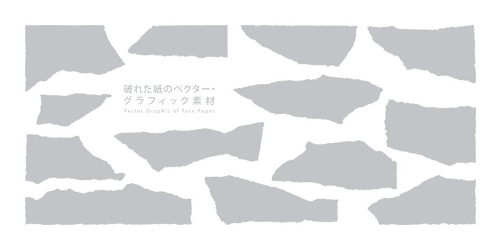 破れた紙のベクター・グラフィック素材（Grey）