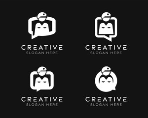 Fototapeta premium Set of army message logo design templates. Modern isolated army with speech bubble designs for communication, military, and technology.