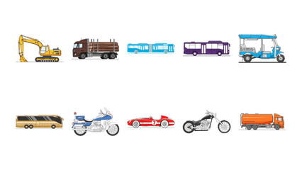 Diverse Vehicle and Transport Vector Icon Set © comp