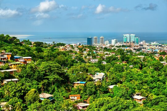 Houses on a hill in Port of Spain, the capital of Trinidad and Tobago