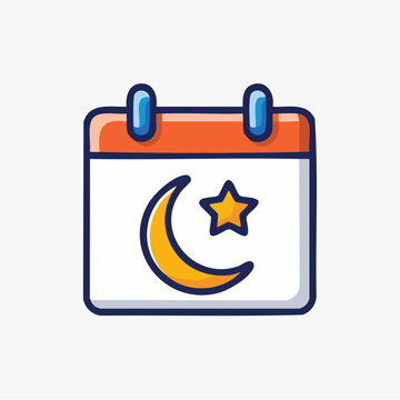 Calendar with Moon and Star Icon