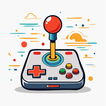 Retro Video Game Controller with Joystick and Buttons