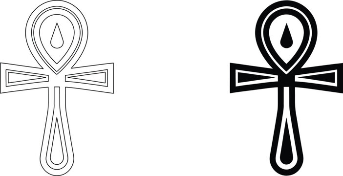 Ancient egyptian ankh cross symbol vector illustration representing life with teardrop.