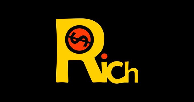 Rich text animation video with dollar coin symbol