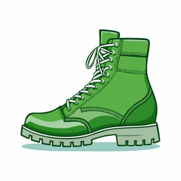 Green Combat Boot Illustration