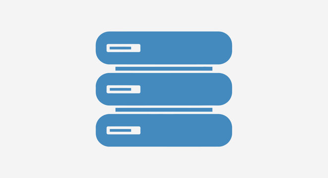 Stack of blue server hard drives icon, data storage concept, technology background