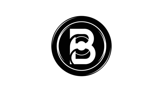 Monogram B Logo Black and White, Circular Emblem, Typographic Design, Modern Branding