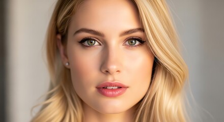 Fototapeta premium Beautiful Young Woman Close Up Portrait with Soft Lighting
