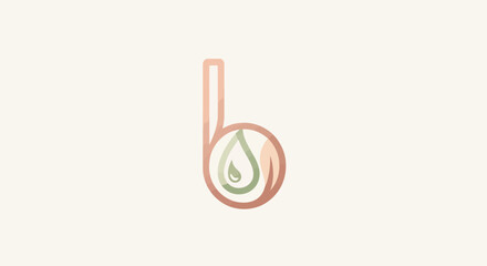 Elegant 'b' logo with water drop and leaf icon, soft pastel colors, minimalist design © Wahyu