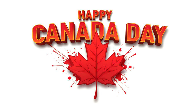 Happy canada day vibrant red white celebration with maple leaf july 1st