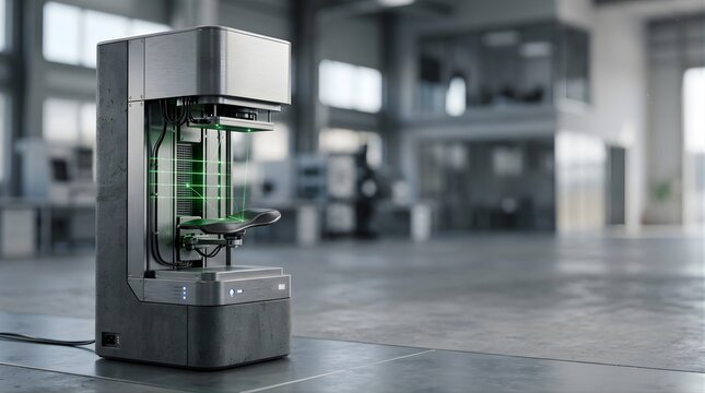 High precision laser 3D scanner scanning a prototype part in factory