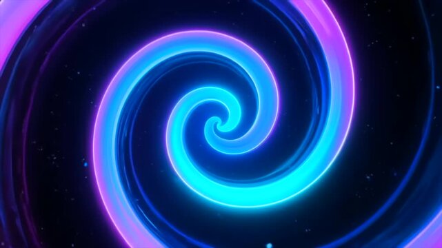 Radiant concentric light curves forming a smooth spiral pathway in deep space, vibrant cyan and magenta glow guiding the eye inward, modern visual metaphor for data flow, user journey