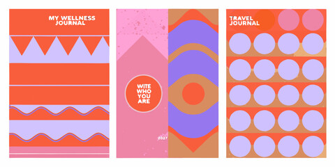 journal covers colorful abstract designs wellness and travel themes © KrishnaPada