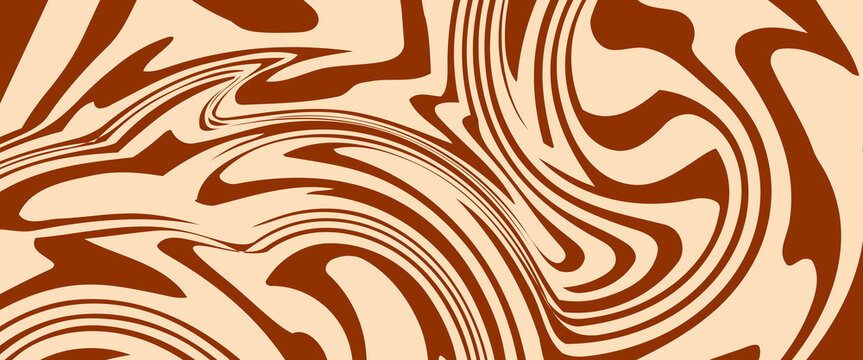 Wavy creamy chocolate, coffee, brown syrup vector background