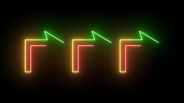 Neon muty arrow on black background