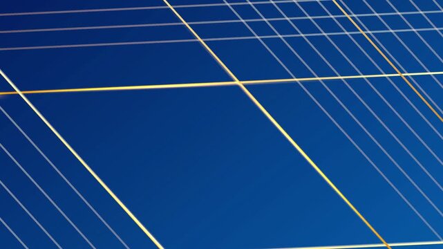 Blue Abstract Geometric Grid Background with Golden Glowing Lines