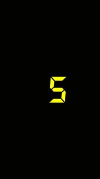 A 10-second digital countdown video in yellow stands out against a black background.