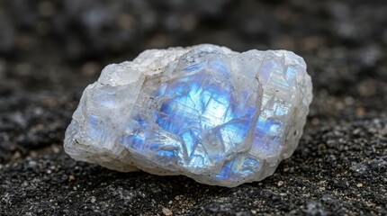 Fototapeta premium Moonstone Raw Specimen Against Dark Gritty Surface