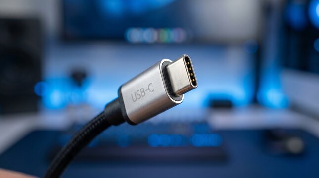 USB-C Connector Close-up: Modern Technology and Digital Connection