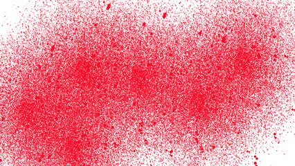 Fototapeta premium Vibrant red spray paint texture on white background, urban graffiti aerosol splatter, grainy crimson paint mist for street art design
