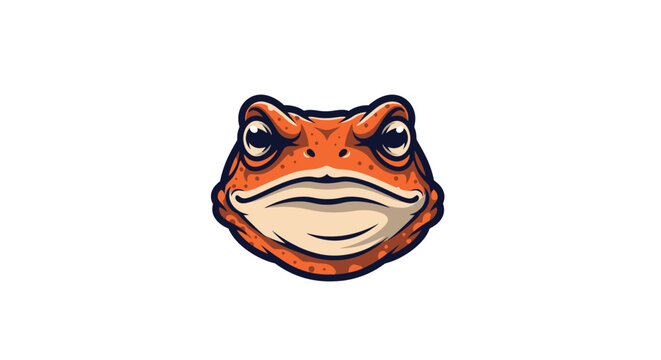 Cartoon orange frog face closeup.