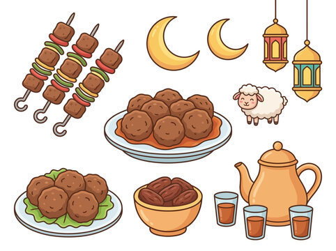 Eid al Adha Food Illustration.