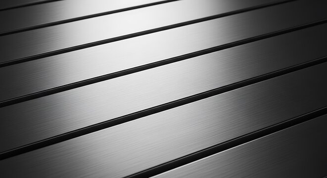 Brushed dark metal surface with parallel plates and shadows for background