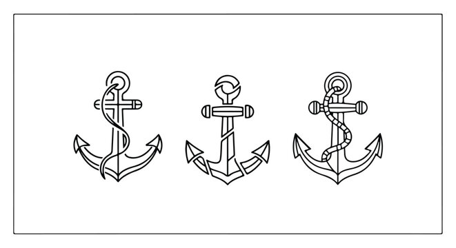 Nautical anchor blueprint with technical design lines