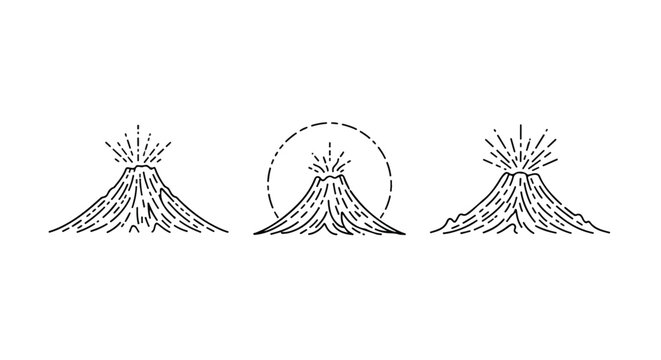 Erupting volcanoes pattern in halftone graphic style