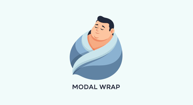 Person wrapped in a soft blue modal wrap