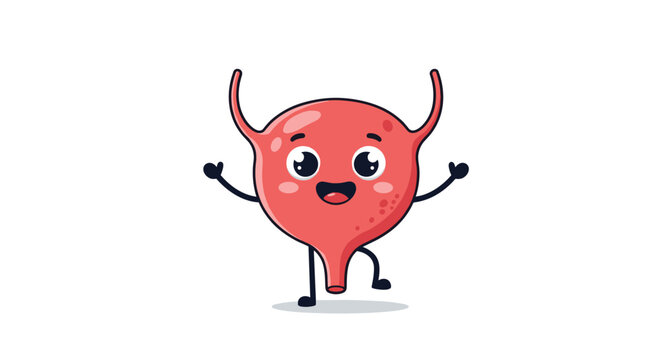 Cute happy internal bladder organ cartoon character vector illustration
