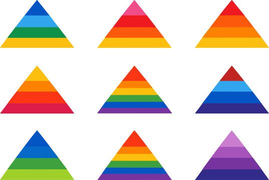 Colorful equilateral triangle gradients showcasing vibrant rainbow patterns, warm tones, cool tones, and abstract geometric harmony in modern design
