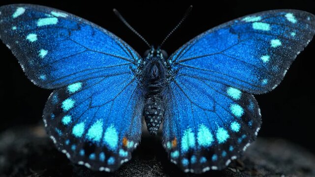 Blue butterfly with spotted wings ideal for sleek commercial backgrounds and title sequences