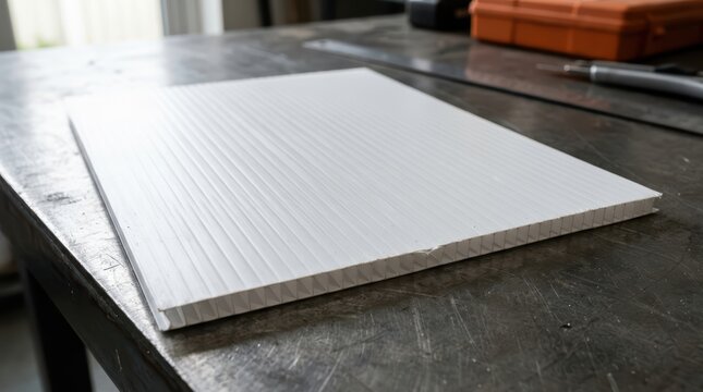 Corrugated Plastic Sheet on a Work Table Surface