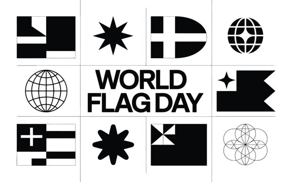 Modern logo bundle design for world flag day black and white geometric symbols