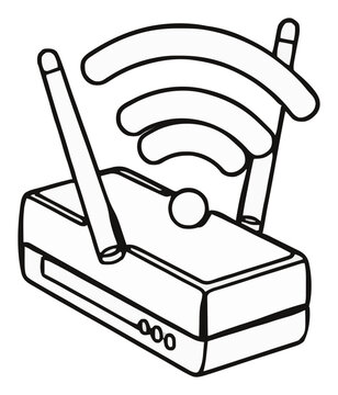 Wifi extender booster line art icon perspective view. Generative AI