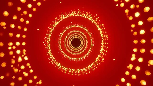 Golden light circles on red background