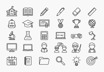 Education Icon Set – School and Learning Outline Vector Collection © yusuf asyari