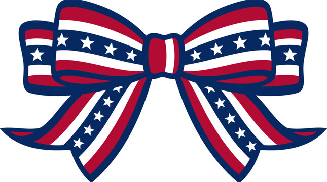 American flag design ribbon bow for decoration and celebration purposes one element
