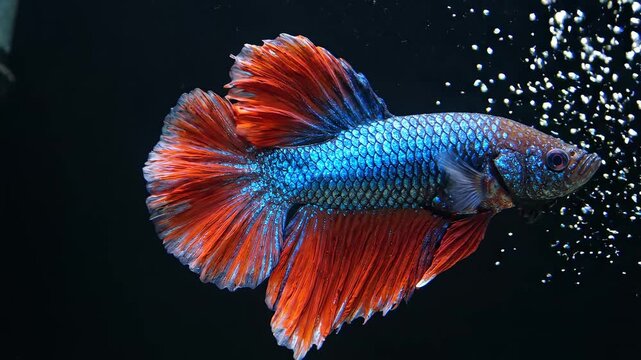 Colorful betta fish in aquarium emphasizing modern aesthetics and minimalist design